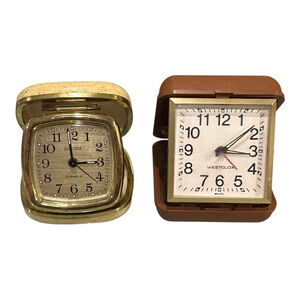 Vintage Travel Alarm Clocks Europa Westclox Parts Lot Of 2